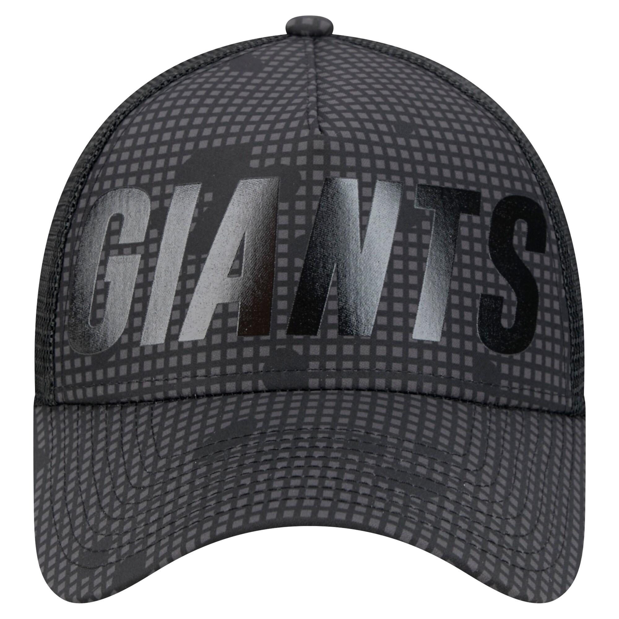New York Giants mens new era black new york giants midnight ink tonal text a-frame trucker 9forty adjustable hat | Giants Shop