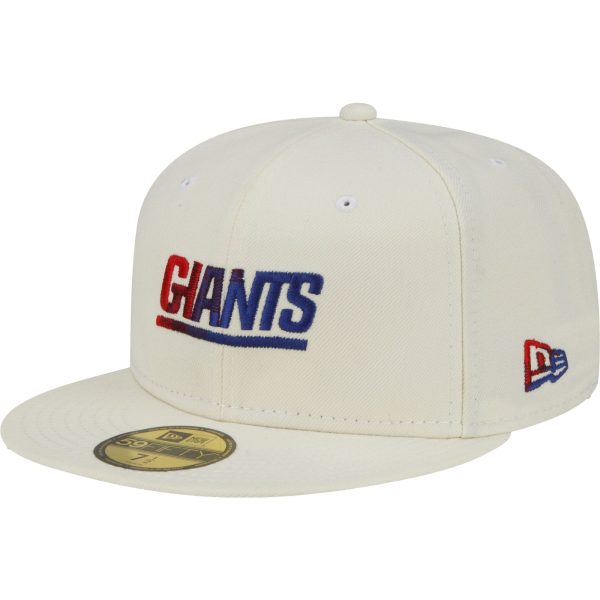 New York Giants mens new era cream new york giants chrome color dim 59fifty fitted hat 4639622 | Giants Shop
