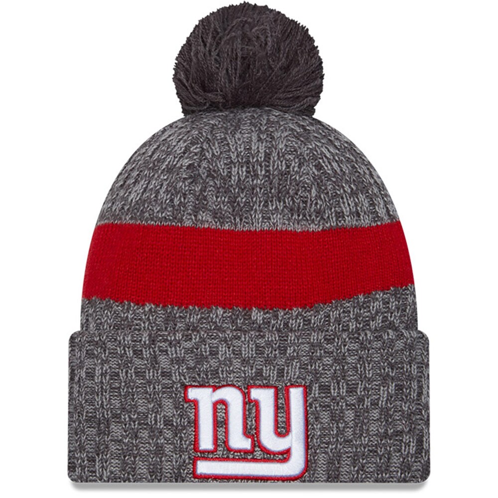 New York Giants mens new era gray new york giants 2023 sideline sport cuffed pom knit hat | Giants Shop