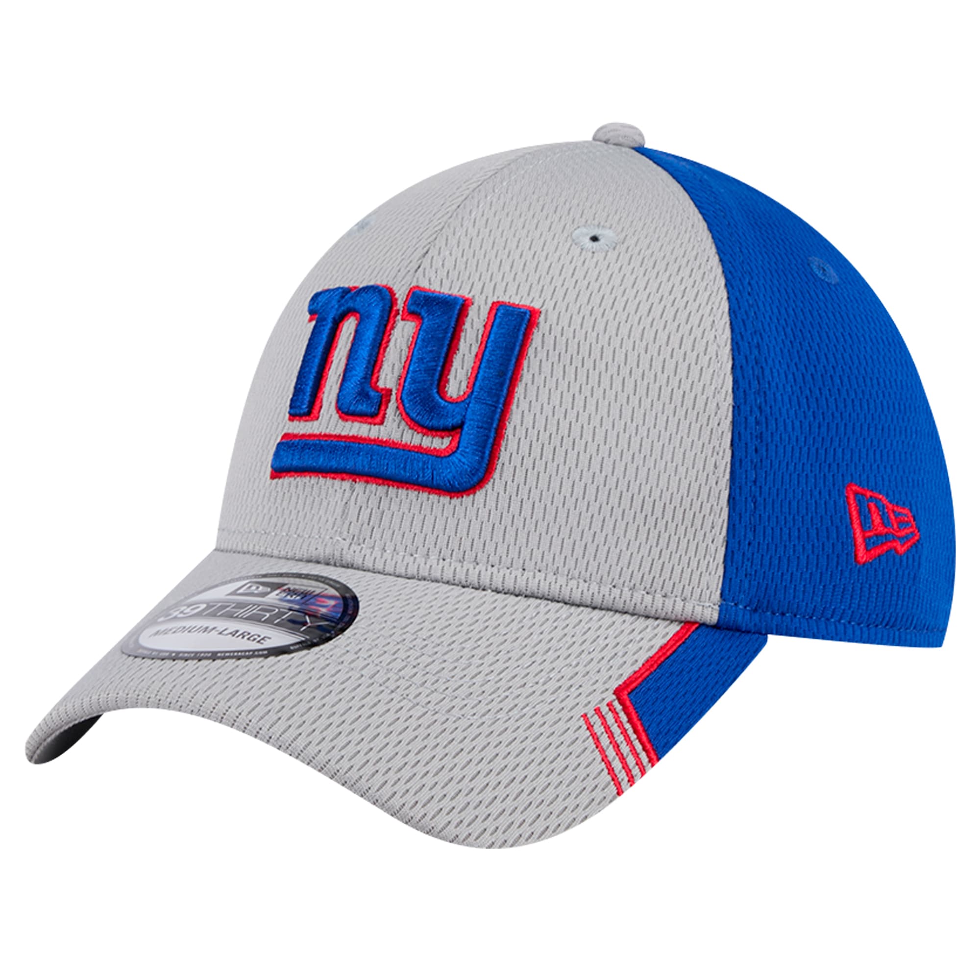 New York Giants mens new era gray new york giants active visor trim 39thirty flex hat | Giants Shop