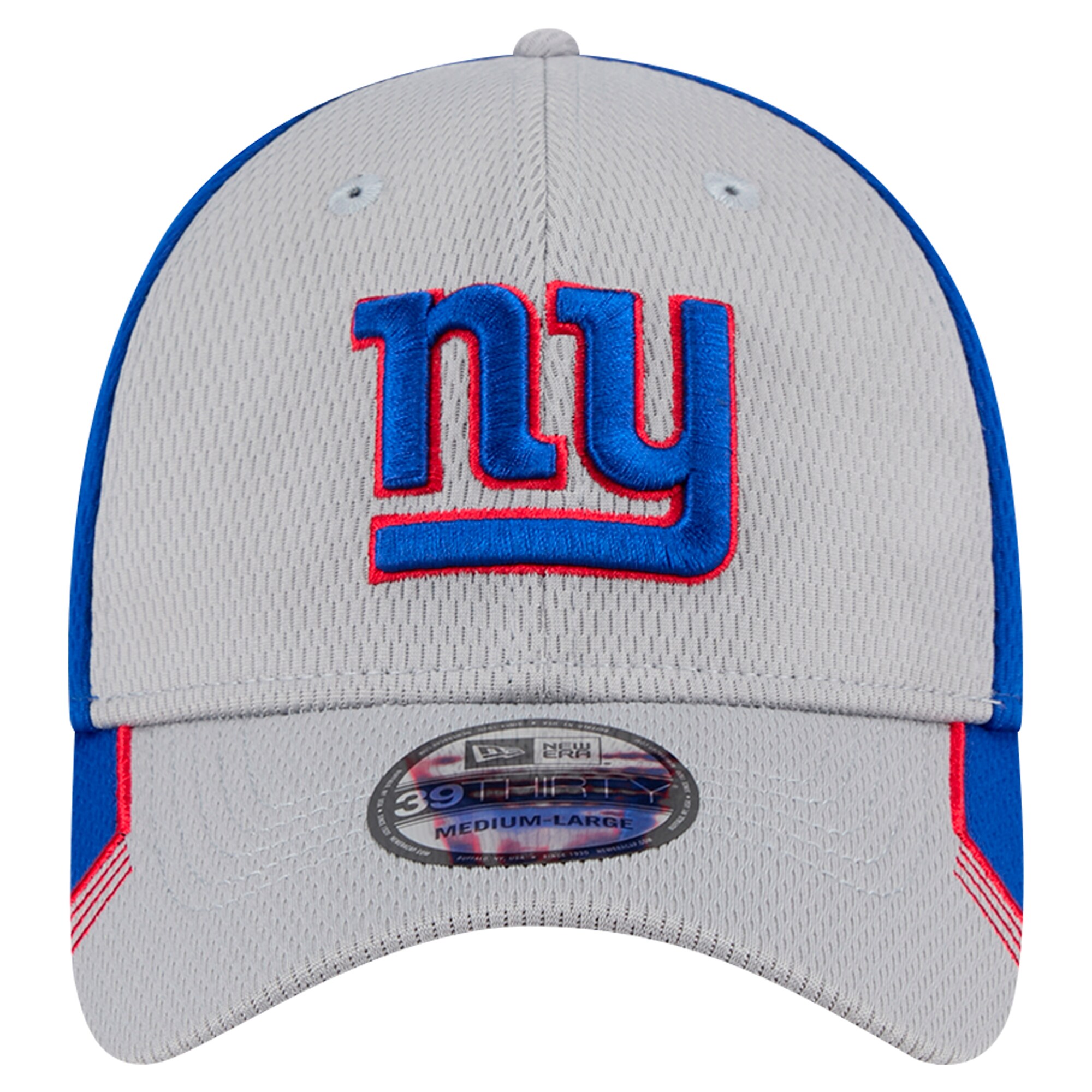 New York Giants mens new era gray new york giants active visor trim 39thirty flex hat | Giants Shop