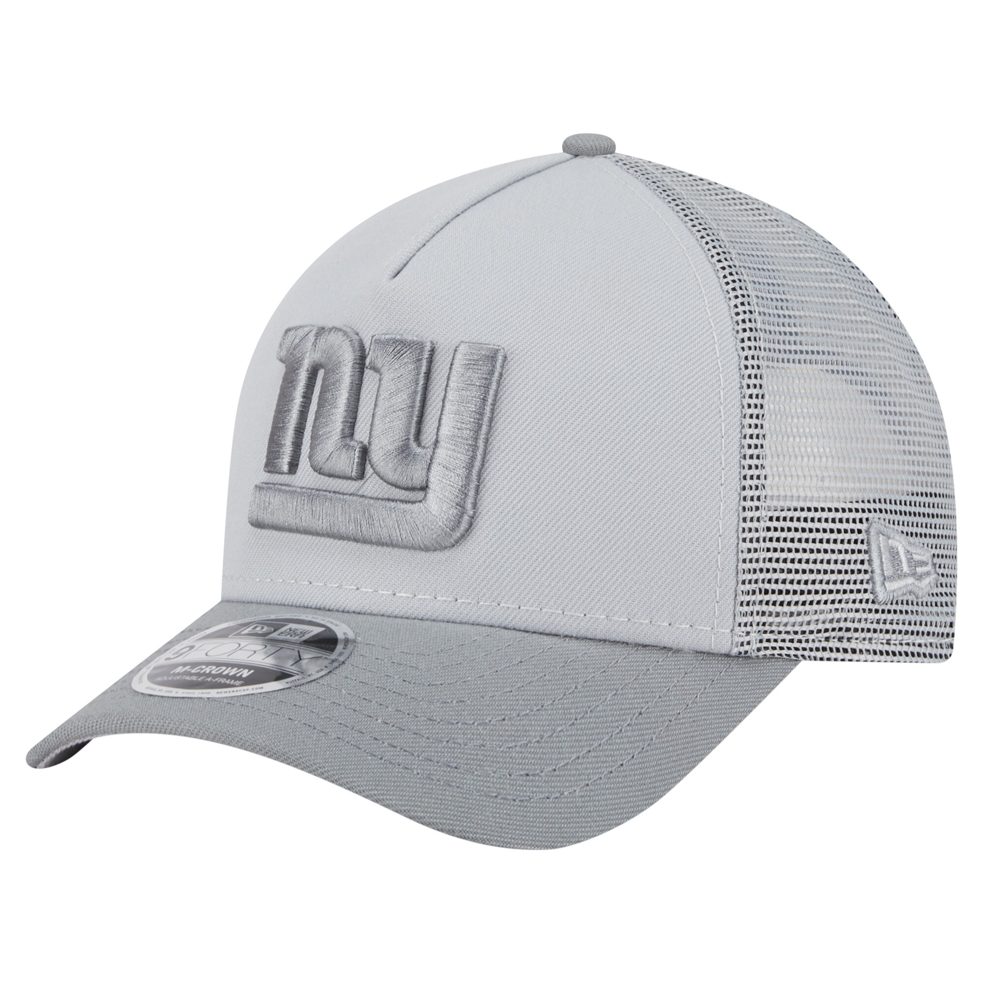 New York Giants mens new era gray new york giants domain a-frame trucker 9forty adjustable hat | Giants Shop