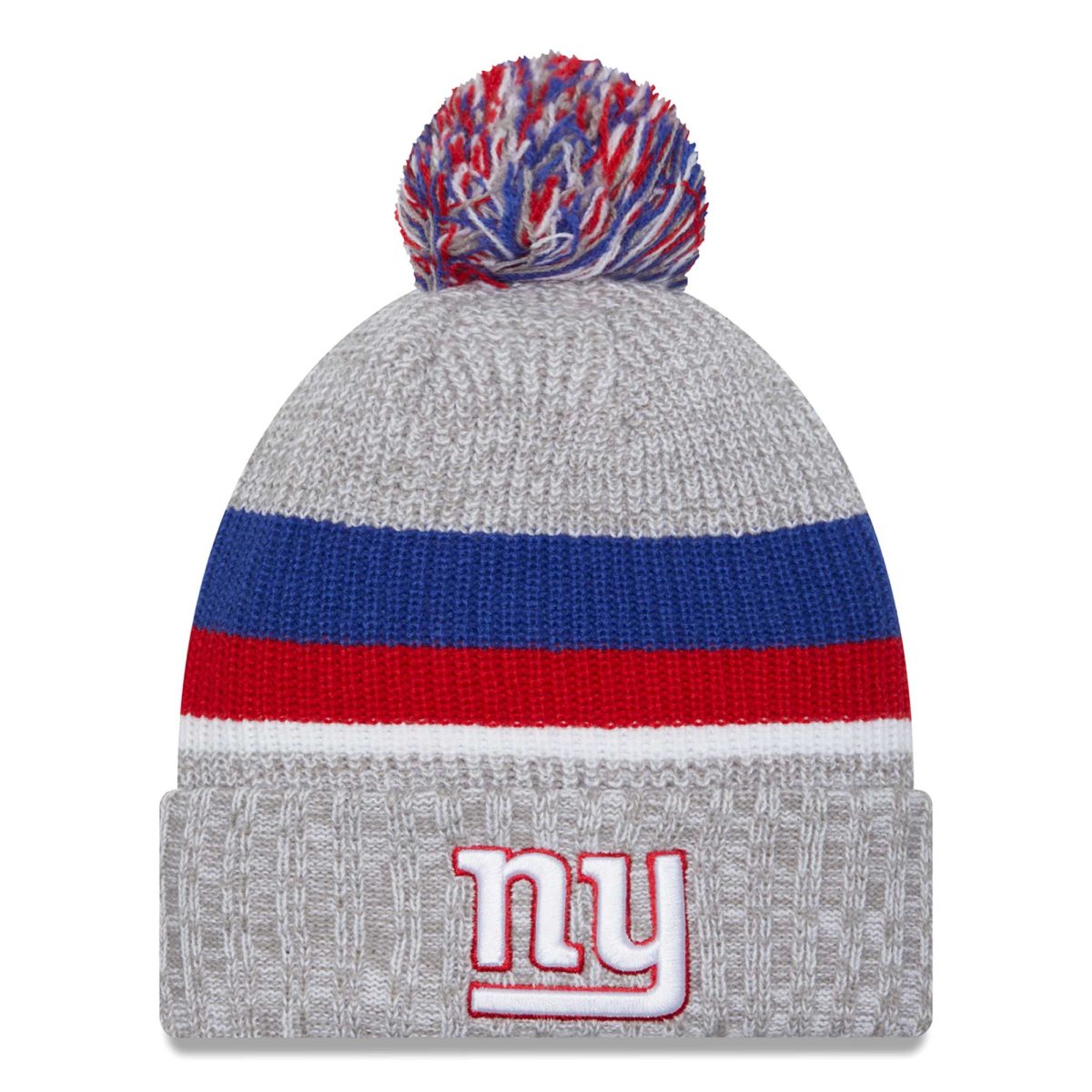New York Giants mens new era heather gray new york giants cuffed knit hat with pom | Giants Shop