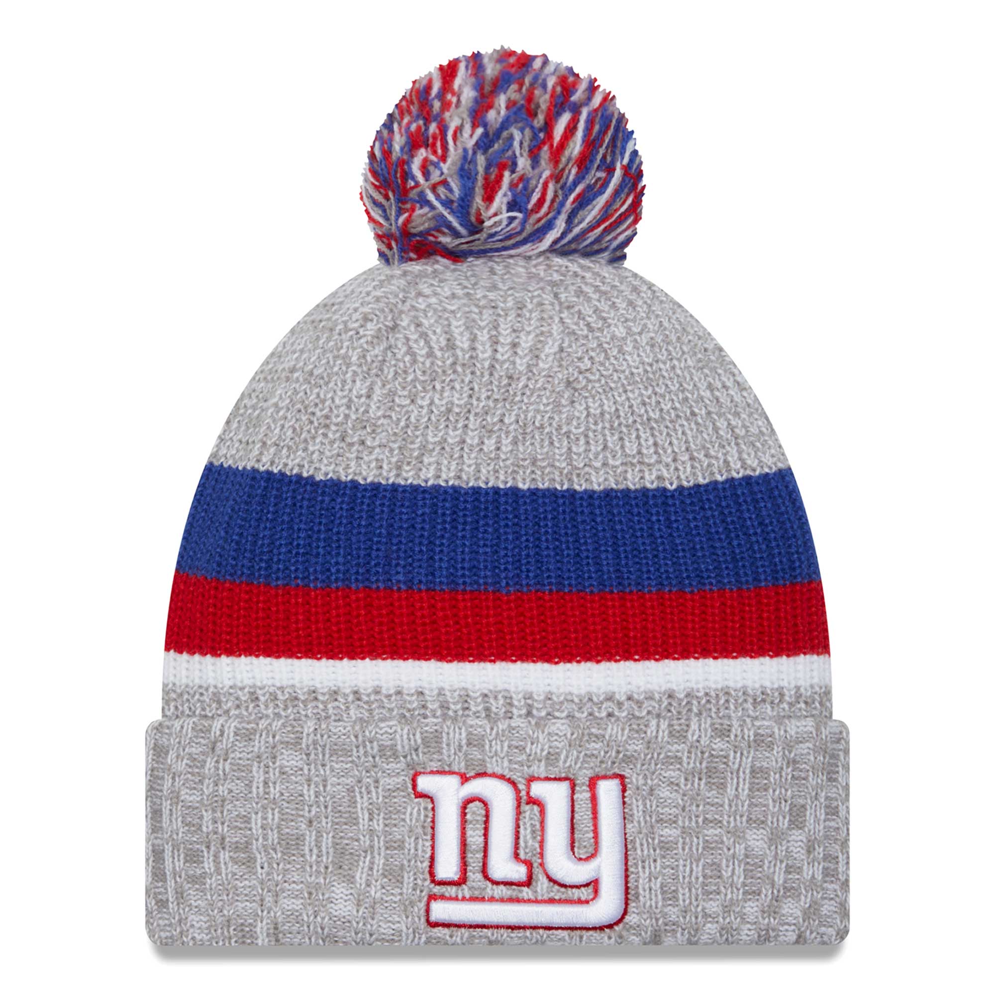 New York Giants mens new era heather gray new york giants cuffed knit hat with pom | Giants Shop
