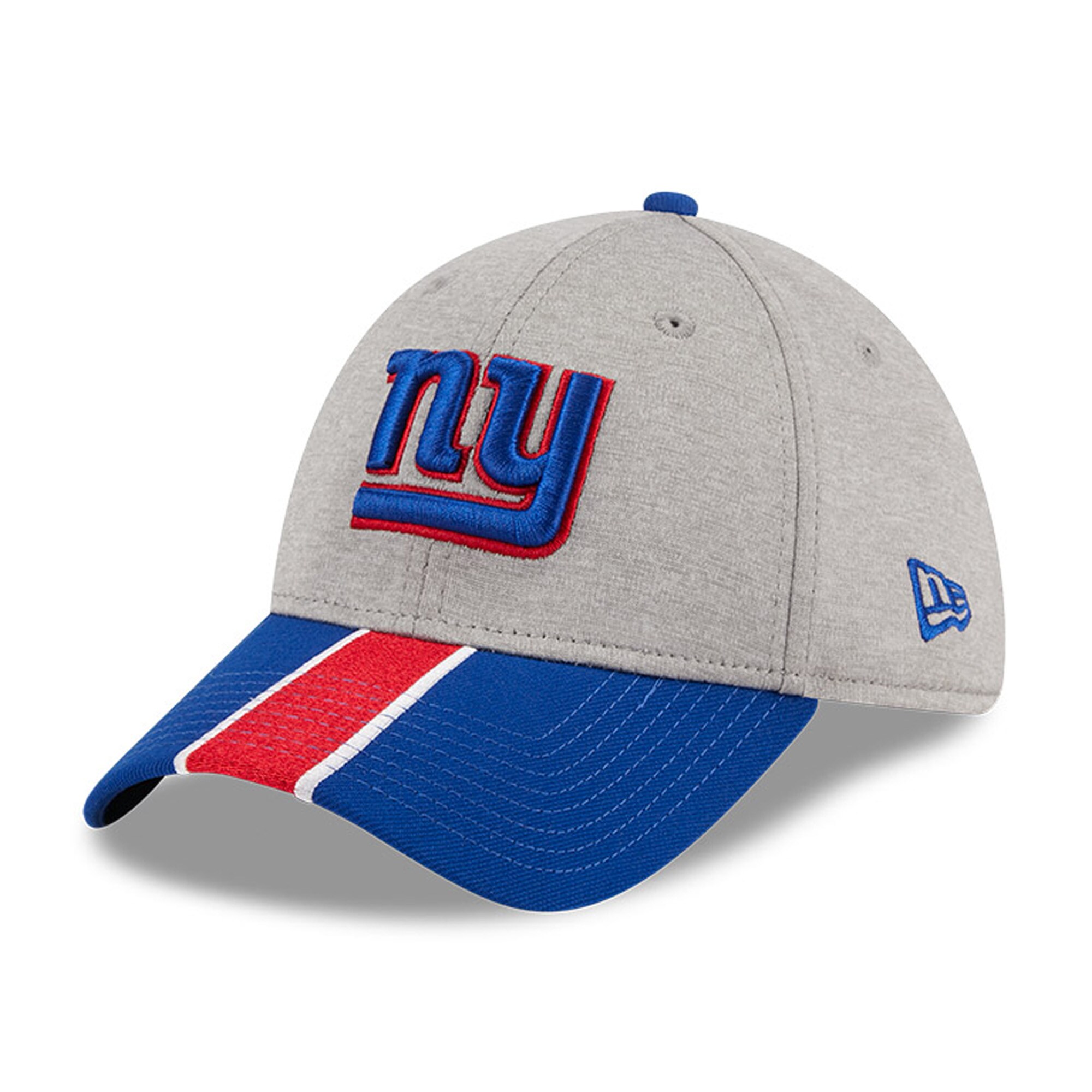 New York Giants mens new era heather grayroyal new york giants striped 39thirty flex hat | Giants Shop