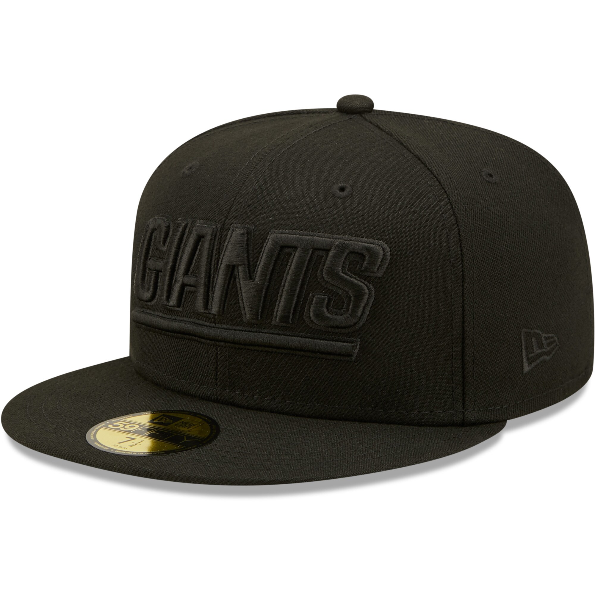 New York Giants mens new era new york giants black on black alternate logo 59fifty fitted hat | Giants Shop