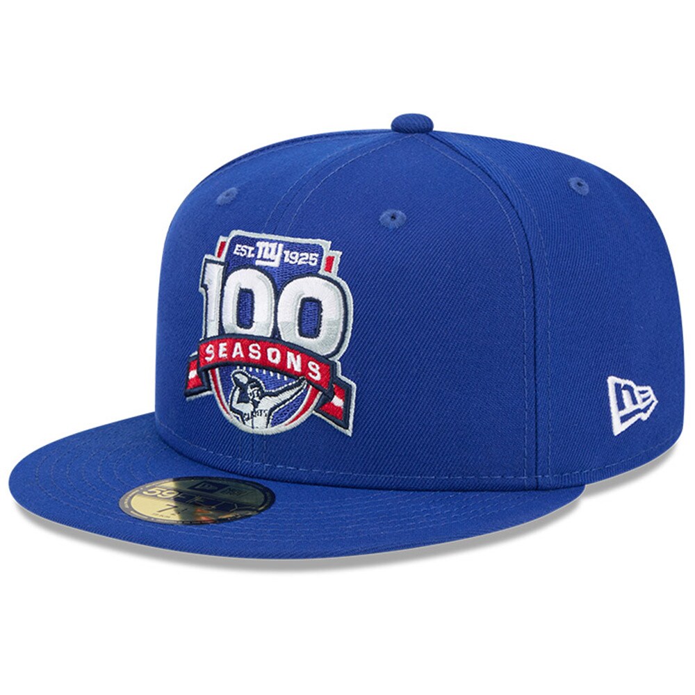 New York Giants mens new era royal new york giants 100th season 59fifty fitted hat | Giants Shop