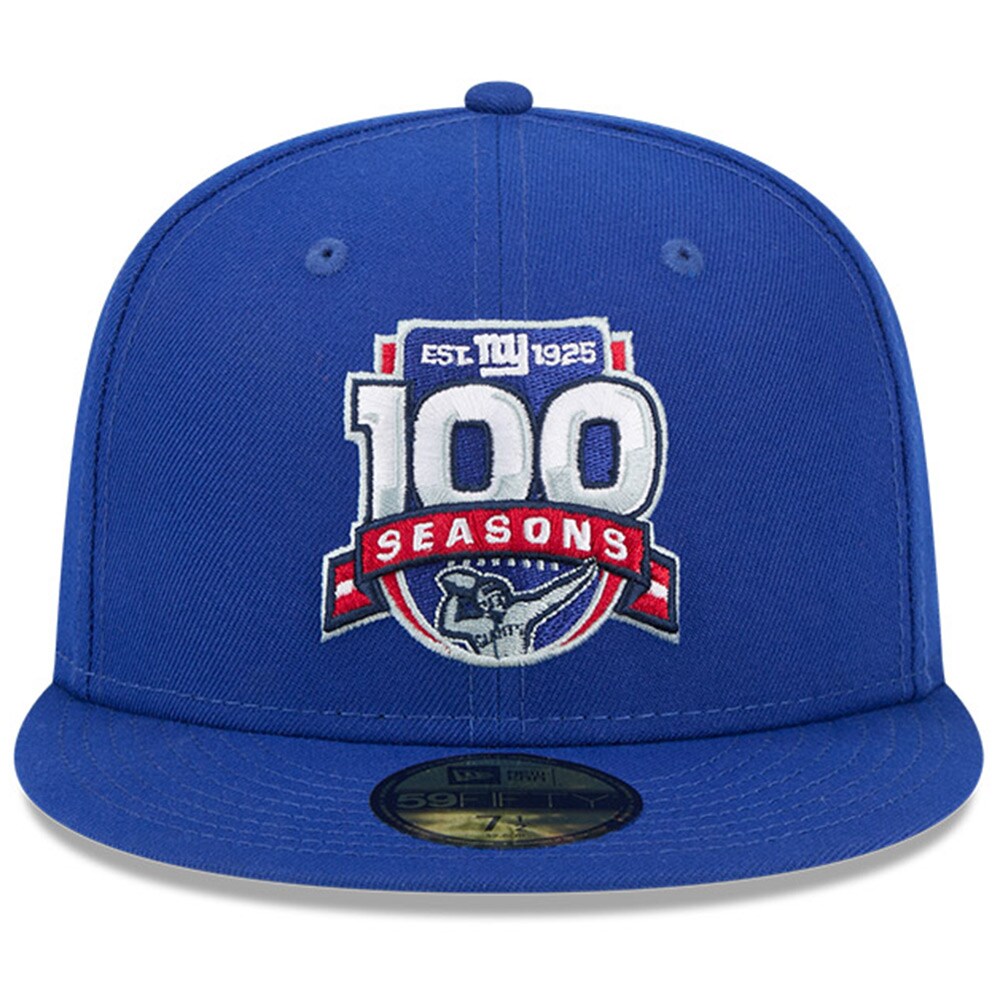 New York Giants mens new era royal new york giants 100th season 59fifty fitted hat | Giants Shop