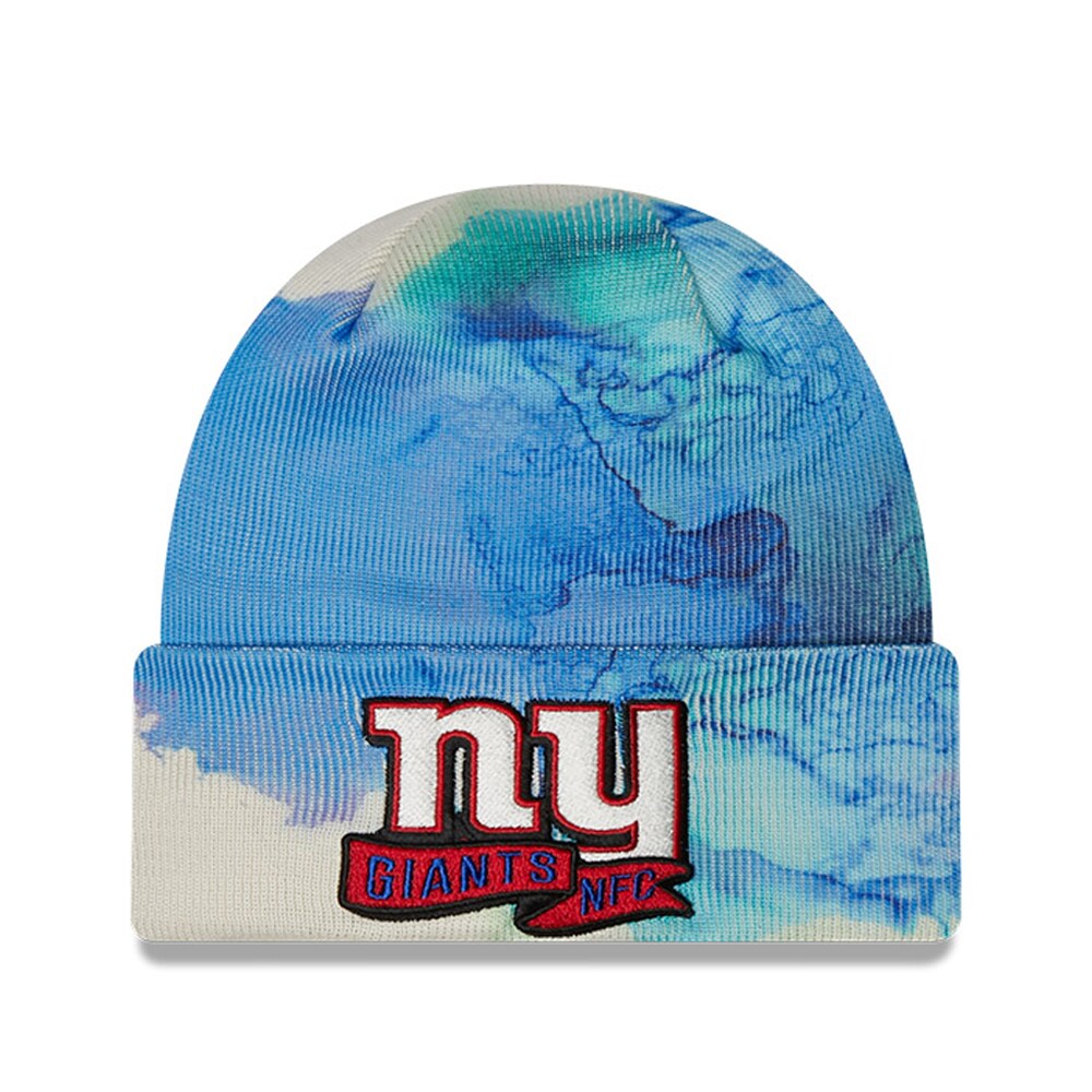 New York Giants mens new era royal new york giants 2022 sideline ink dye cuffed knit hat | Giants Shop