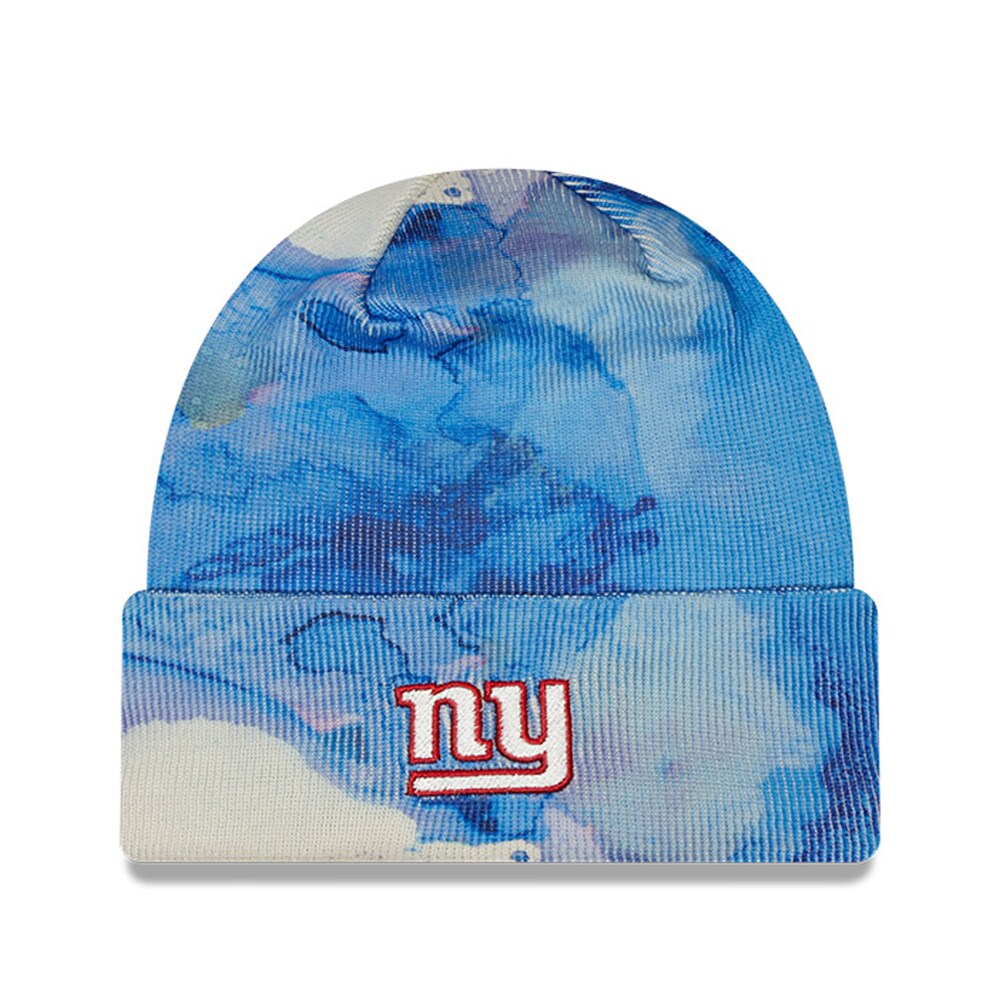 New York Giants mens new era royal new york giants 2022 sideline ink dye cuffed knit hat | Giants Shop