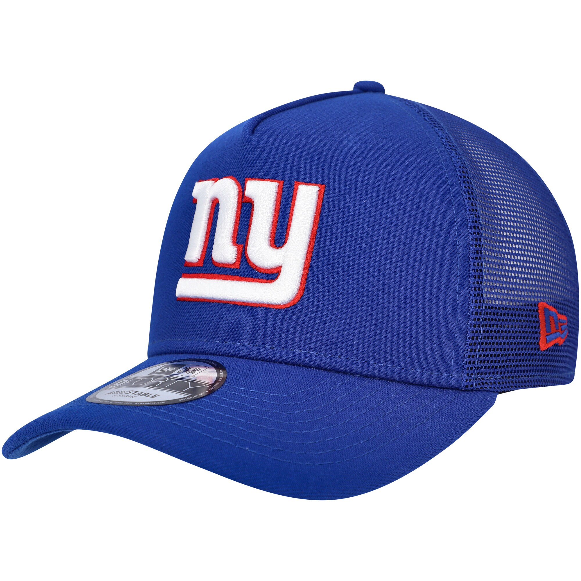 New York Giants mens new era royal new york giants a-frame trucker 9forty adjustable hat | Giants Shop