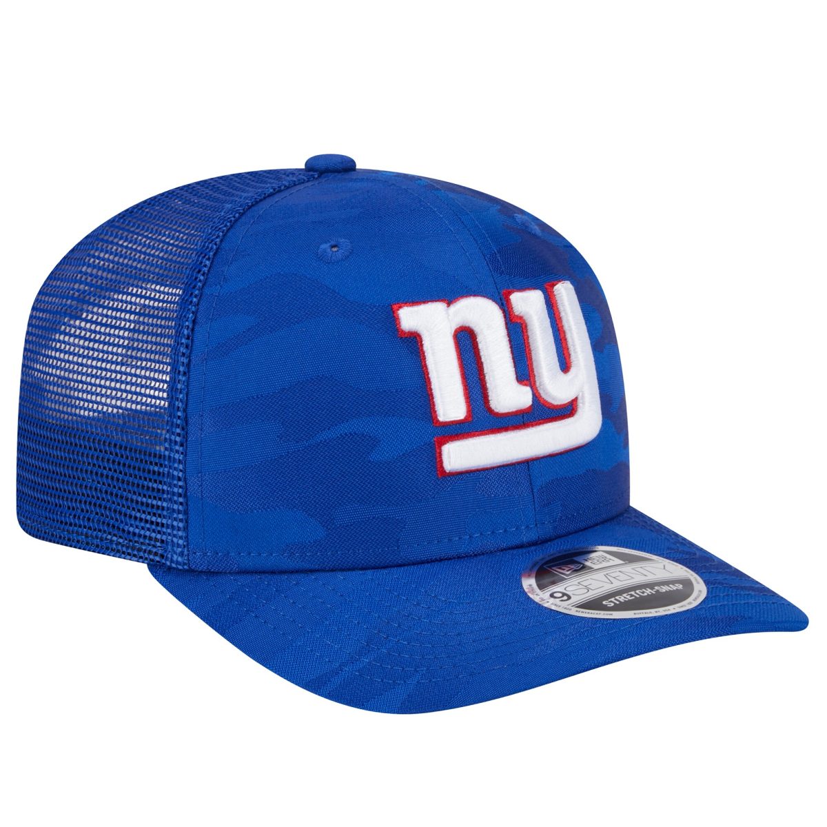New York Giants mens new era royal new york giants adventure camo trucker 9seventy stretch-snap adjustable hat | Giants Shop