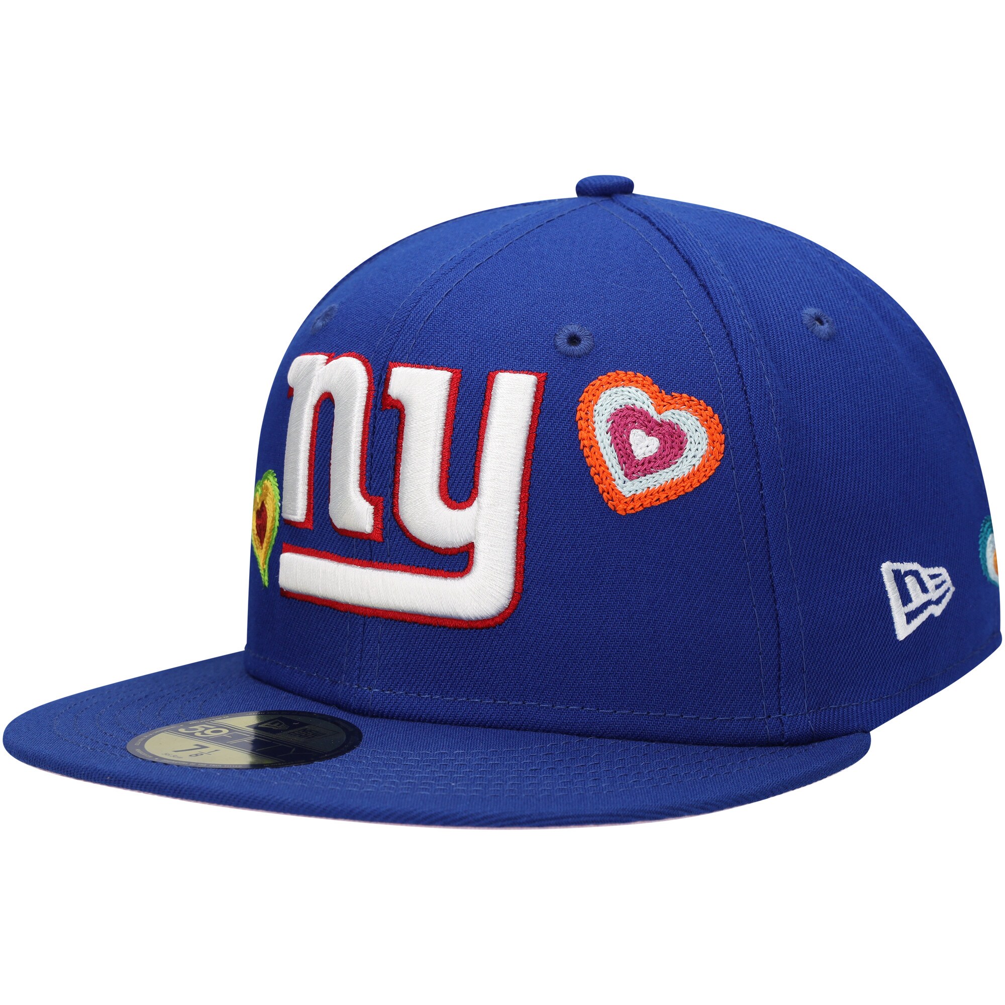 New York Giants mens new era royal new york giants chain stitch heart 59fifty fitted hat | Giants Shop