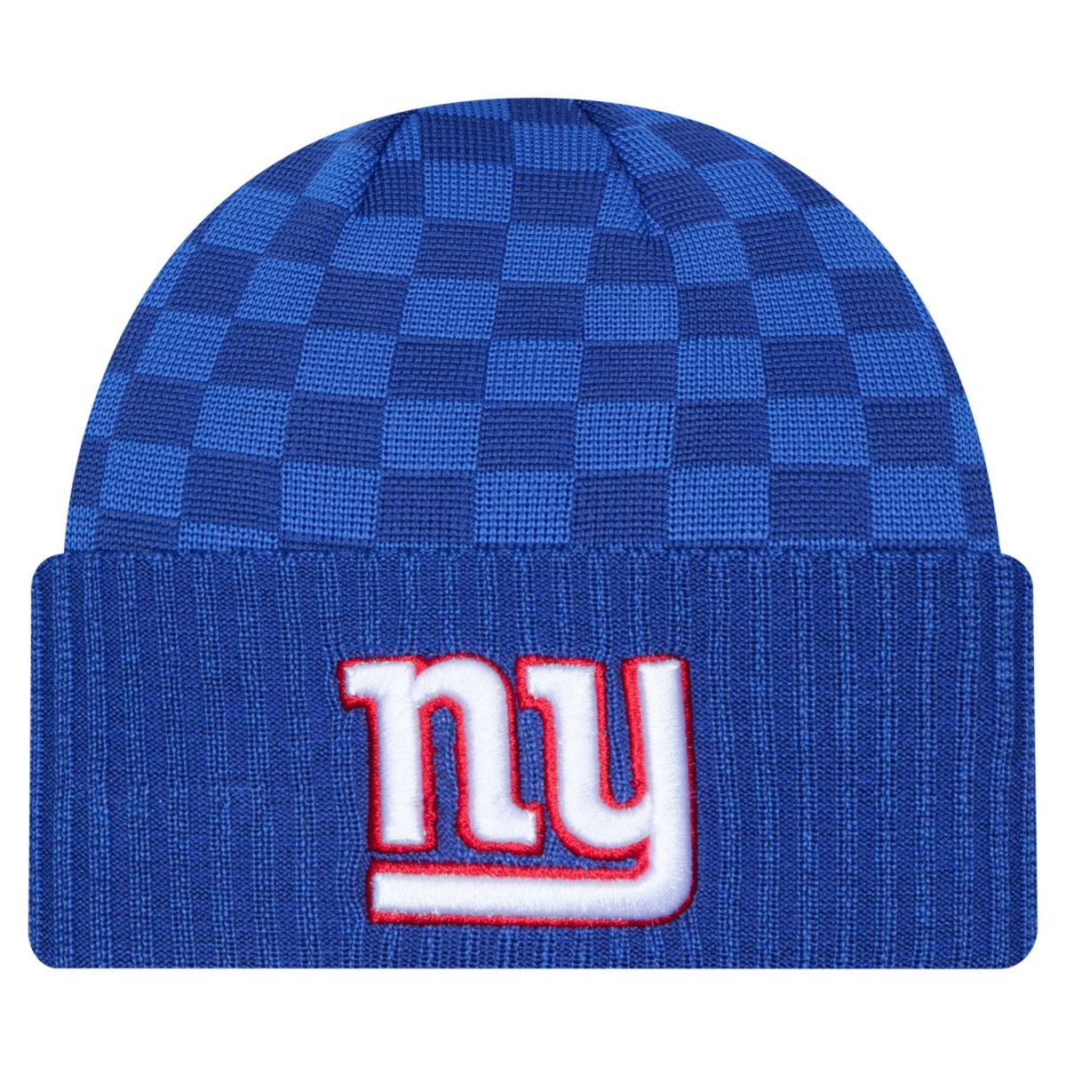 New York Giants mens new era royal new york giants checkered cuffed knit hat | Giants Shop