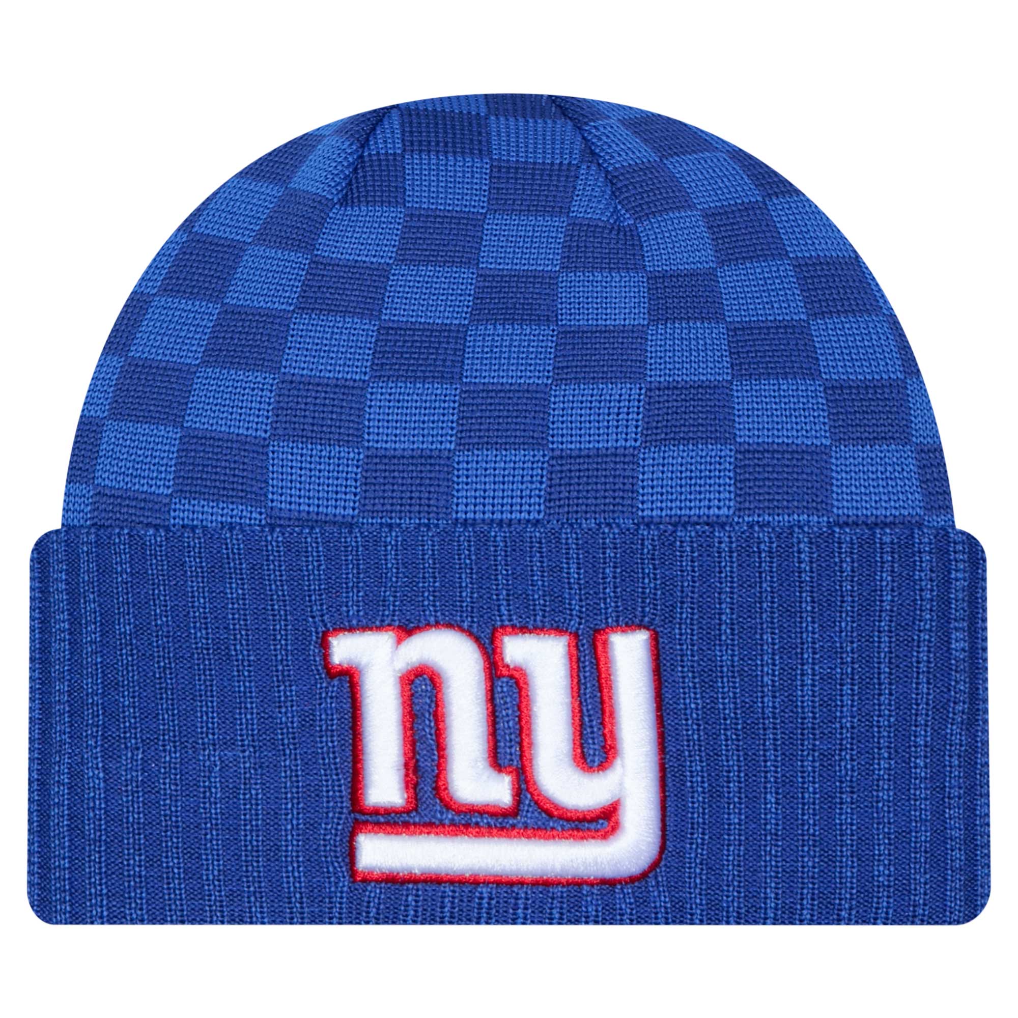 New York Giants mens new era royal new york giants checkered cuffed knit hat | Giants Shop