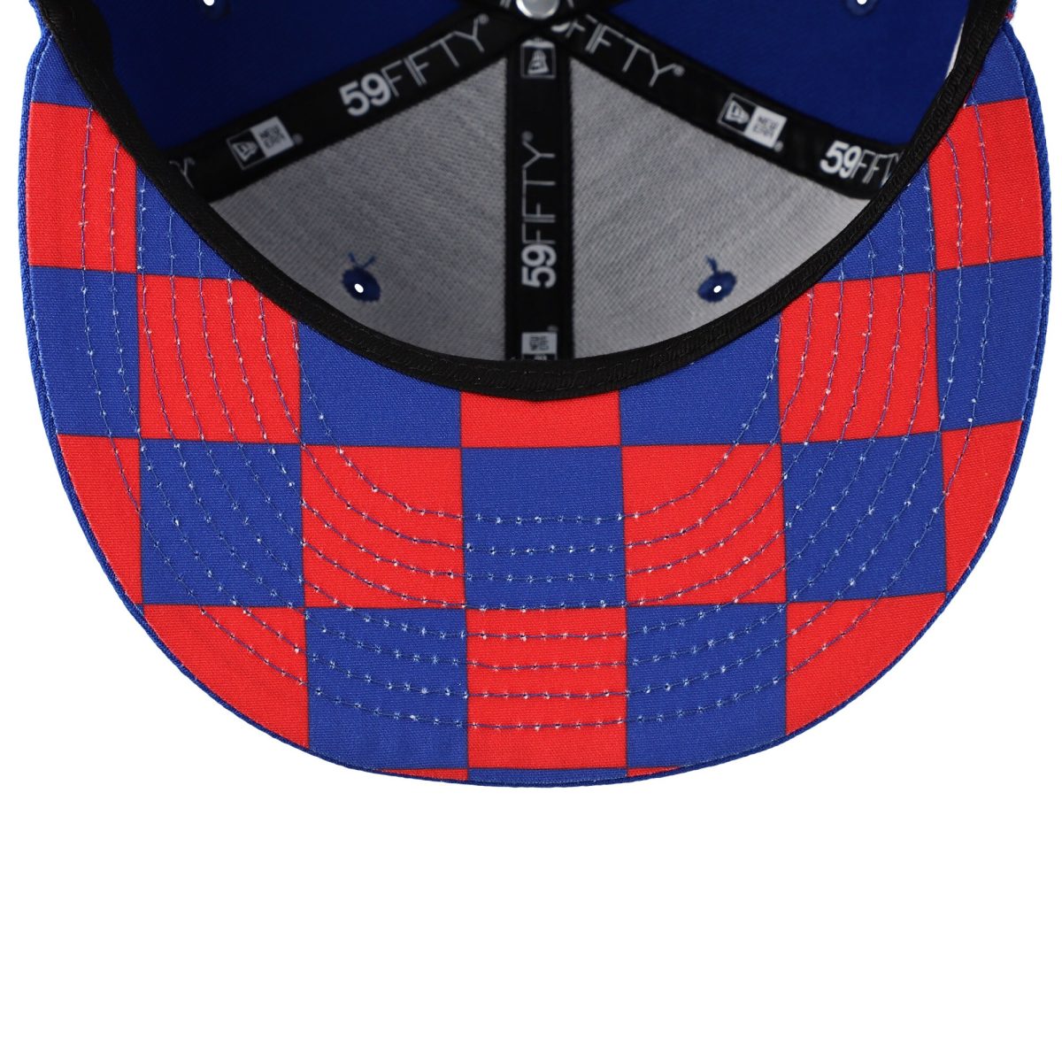 New York Giants mens new era royal new york giants checkered undervisor 59fifty fitted hat | Giants Shop