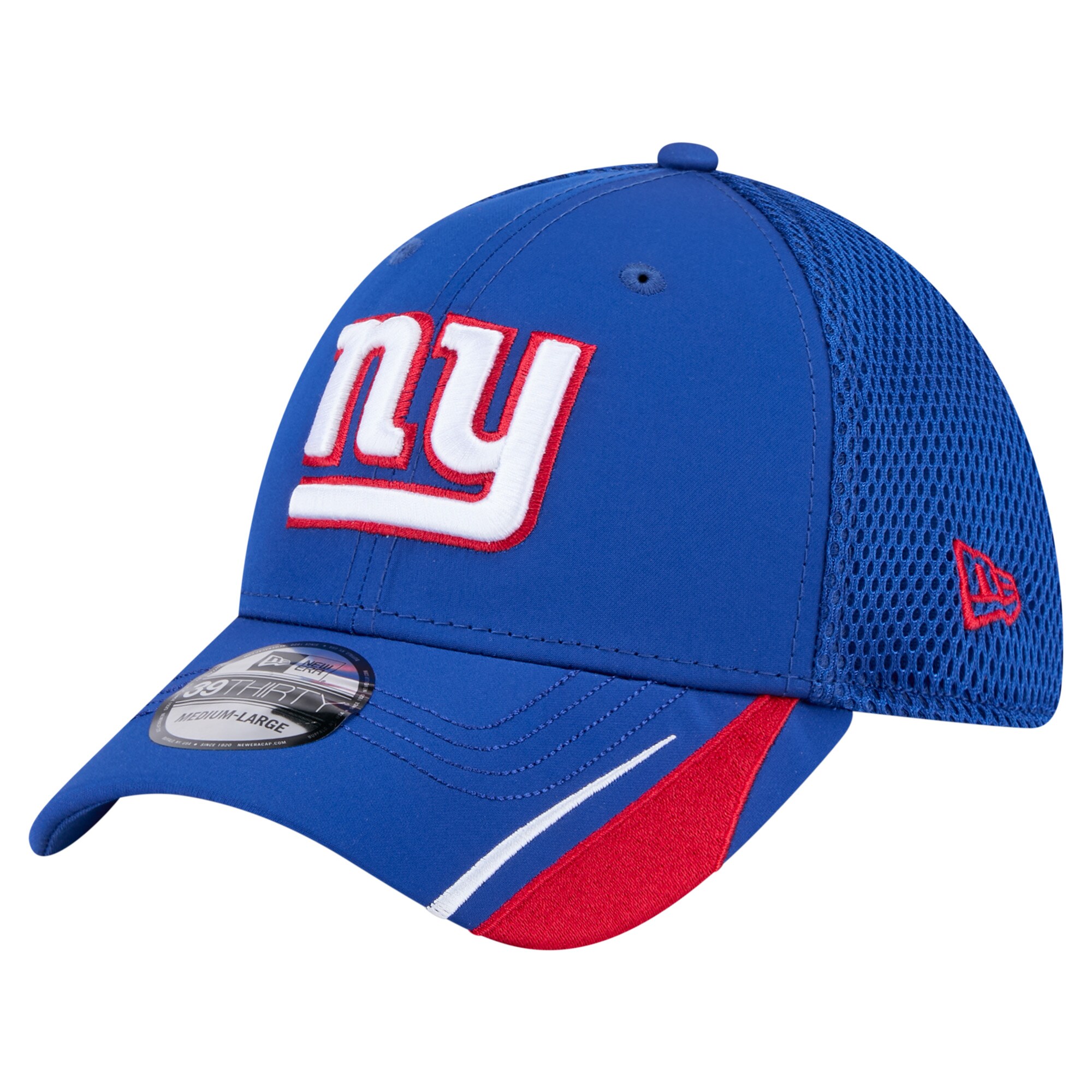 New York Giants mens new era royal new york giants game day linear 39thirty flex hat | Giants Shop