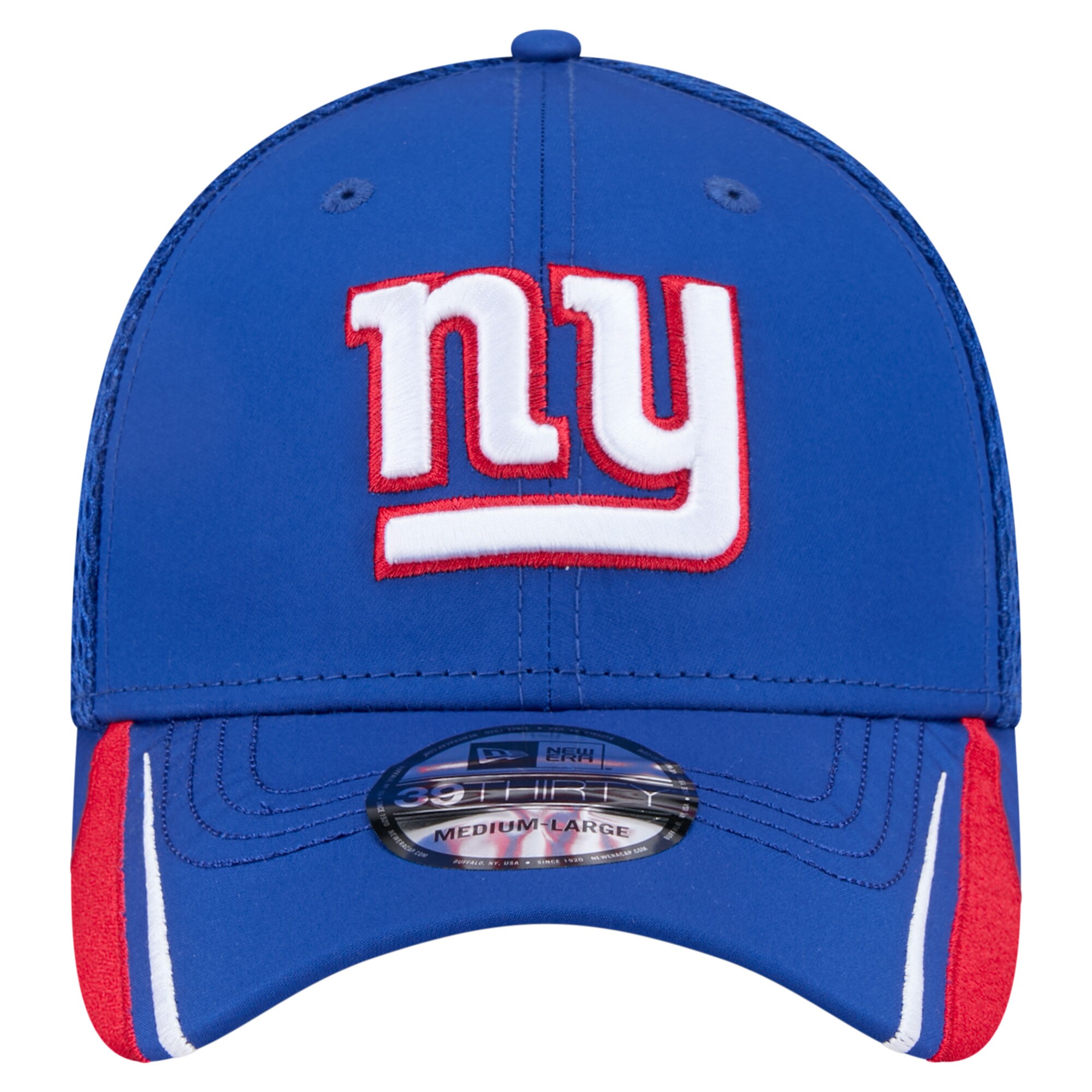 New York Giants mens new era royal new york giants game day linear 39thirty flex hat | Giants Shop