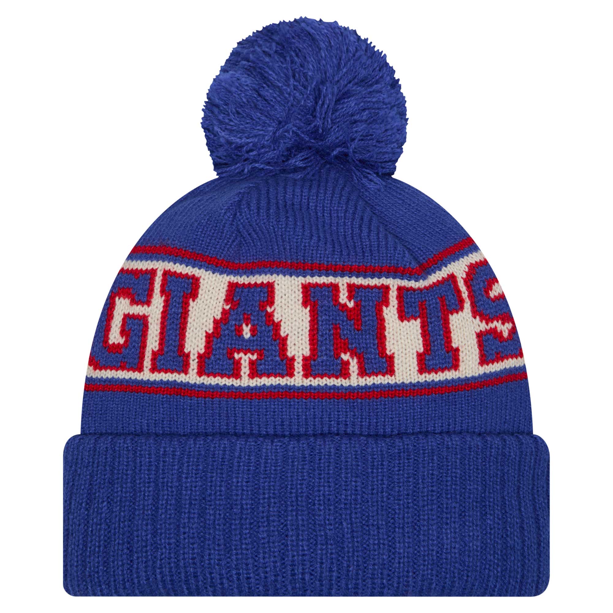 New York Giants mens new era royal new york giants retro cuffed knit hat with pom | Giants Shop