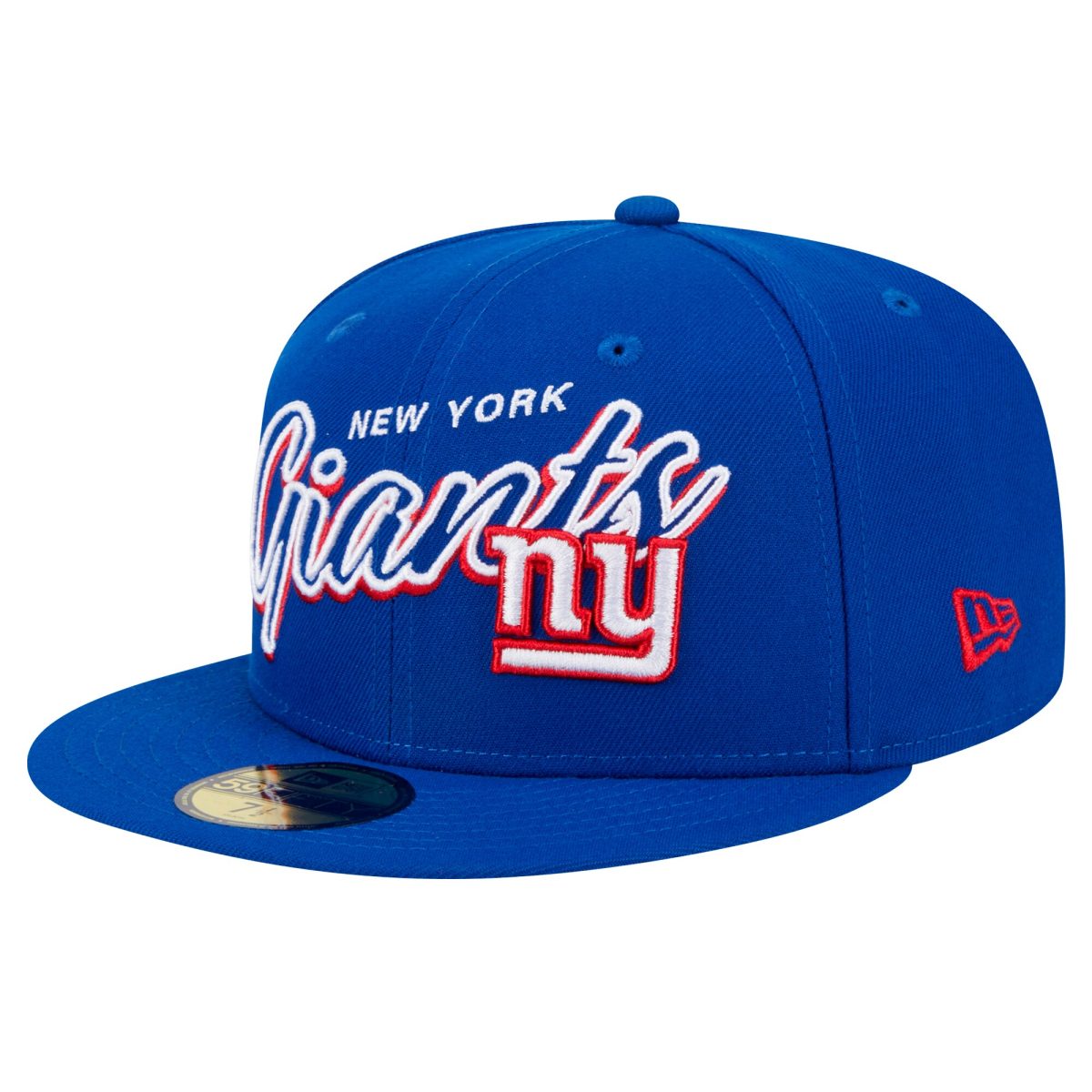 New York Giants mens new era royal new york giants script sided 59fifty fitted hat | Giants Shop