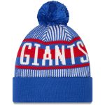 New York Giants mens new era royal new york giants striped cuffed knit hat with pom | Giants Shop