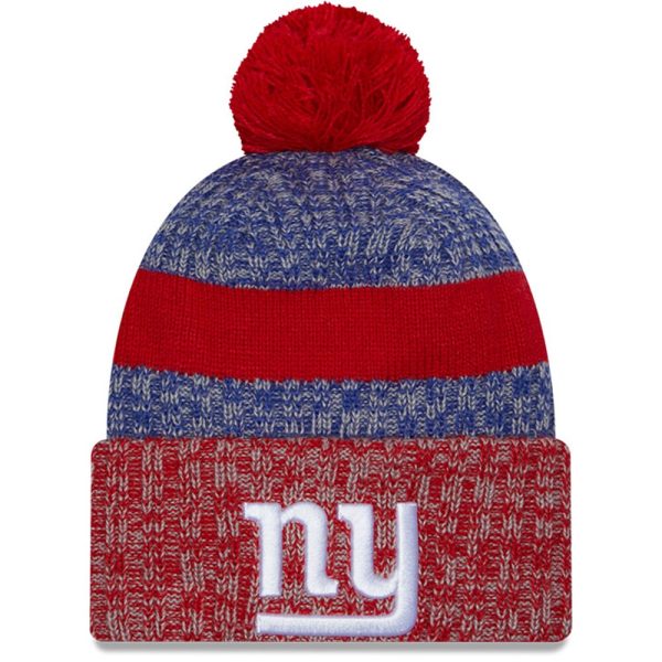 New York Giants mens new era royalred new york giants 2023 sideline sport cuffed pom knit hat | Giants Shop