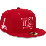 New York Giants mens new era scarlet new york giants super bowl xlvi main patch 59fifty fitted hat | Giants Shop