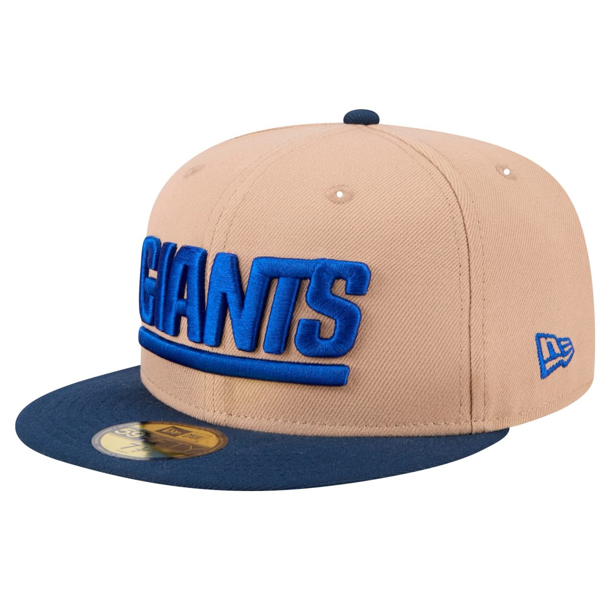 New York Giants mens new era tan new york giants wordmark logo main 59fifty fitted hat | Giants Shop