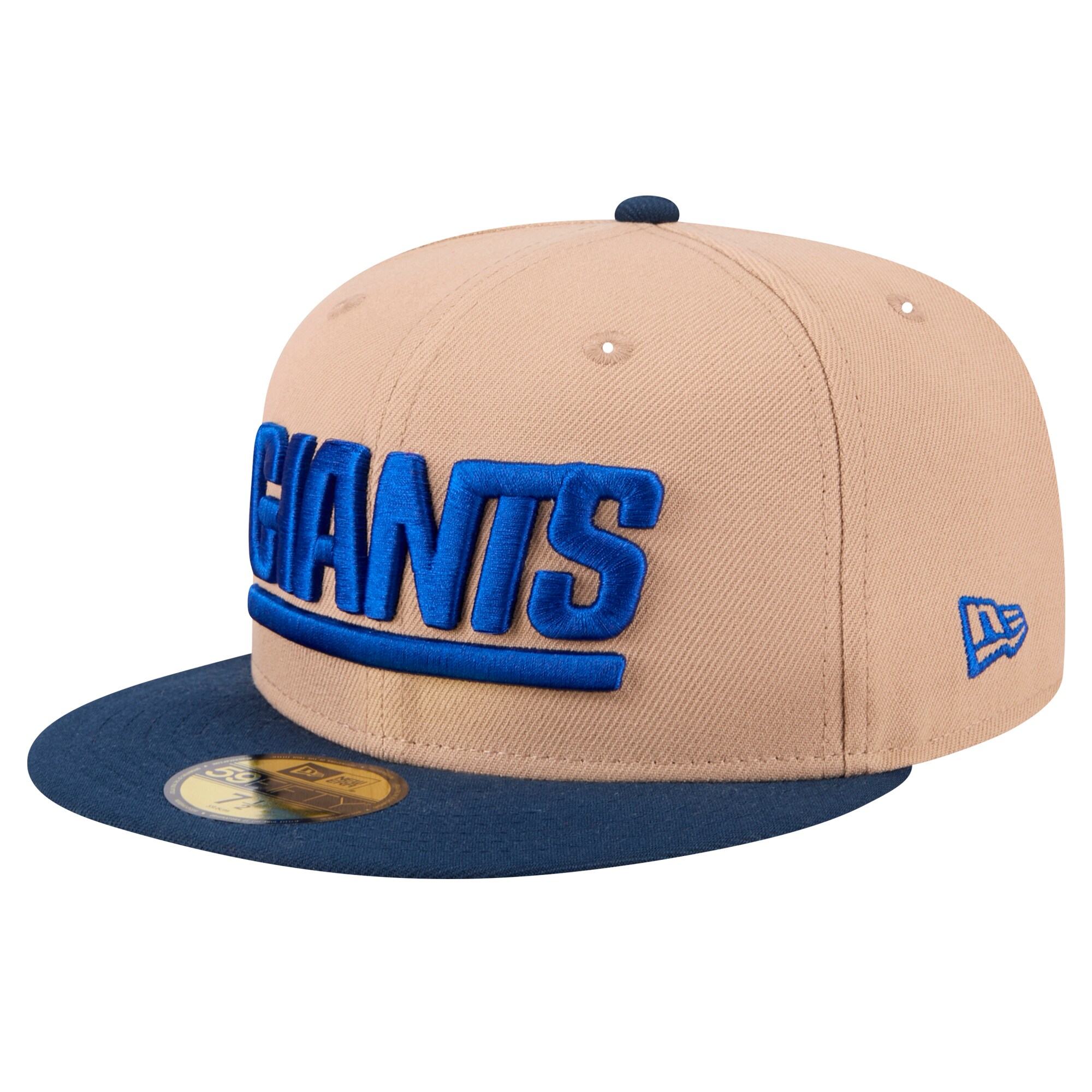 New York Giants mens new era tan new york giants wordmark logo main 59fifty fitted hat | Giants Shop