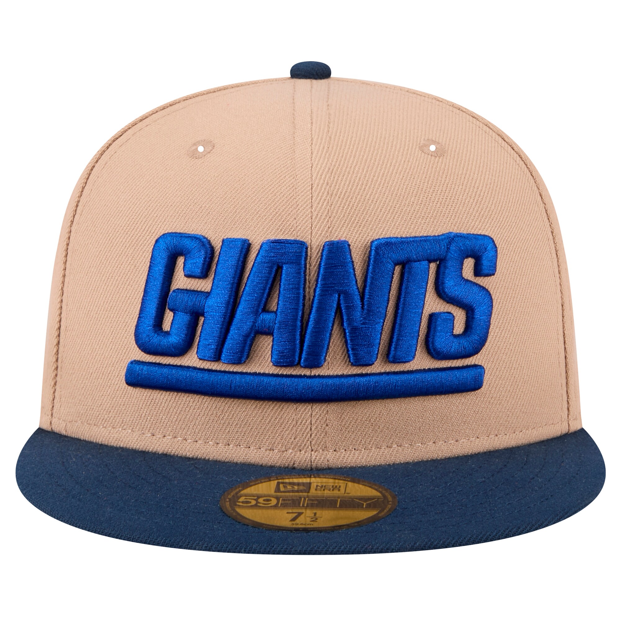New York Giants mens new era tan new york giants wordmark logo main 59fifty fitted hat | Giants Shop