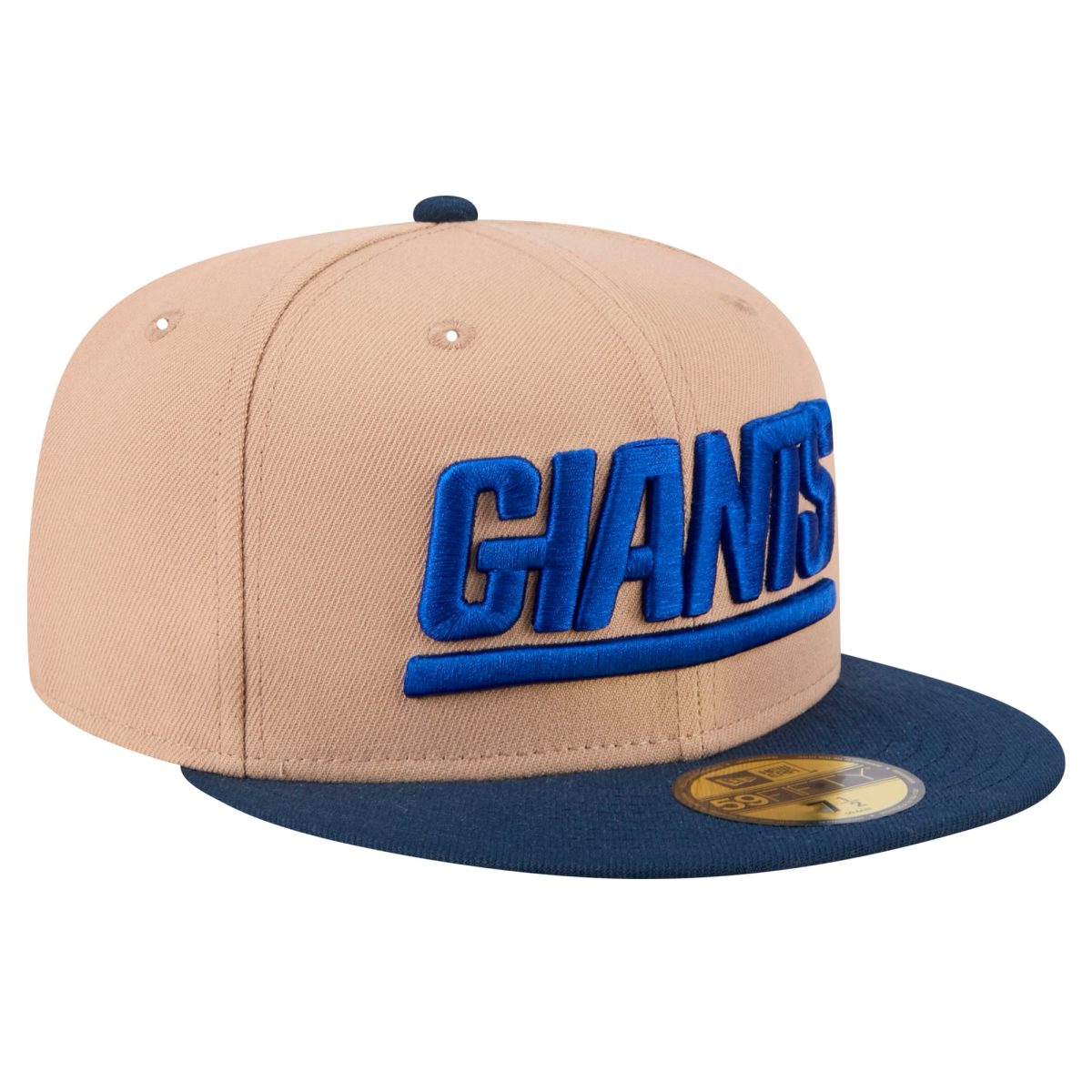 New York Giants mens new era tan new york giants wordmark logo main 59fifty fitted hat | Giants Shop