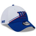 New York Giants mens new era whiteroyal new york giants 2023 sideline 39thirty flex hat | Giants Shop