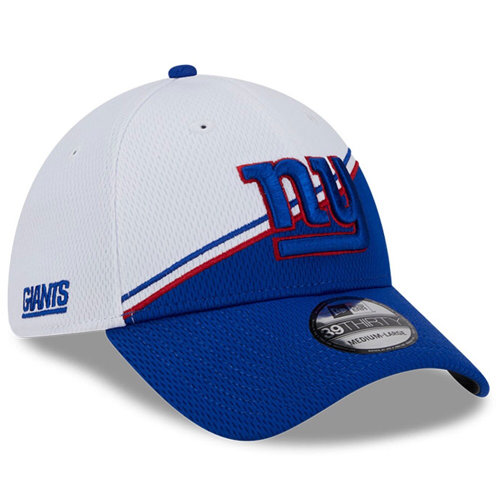 New York Giants mens new era whiteroyal new york giants 2023 sideline 39thirty flex hat | Giants Shop