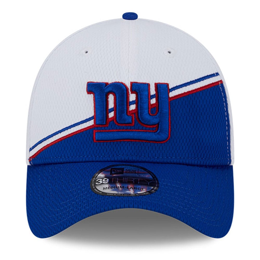 New York Giants mens new era whiteroyal new york giants 2023 sideline 39thirty flex hat | Giants Shop