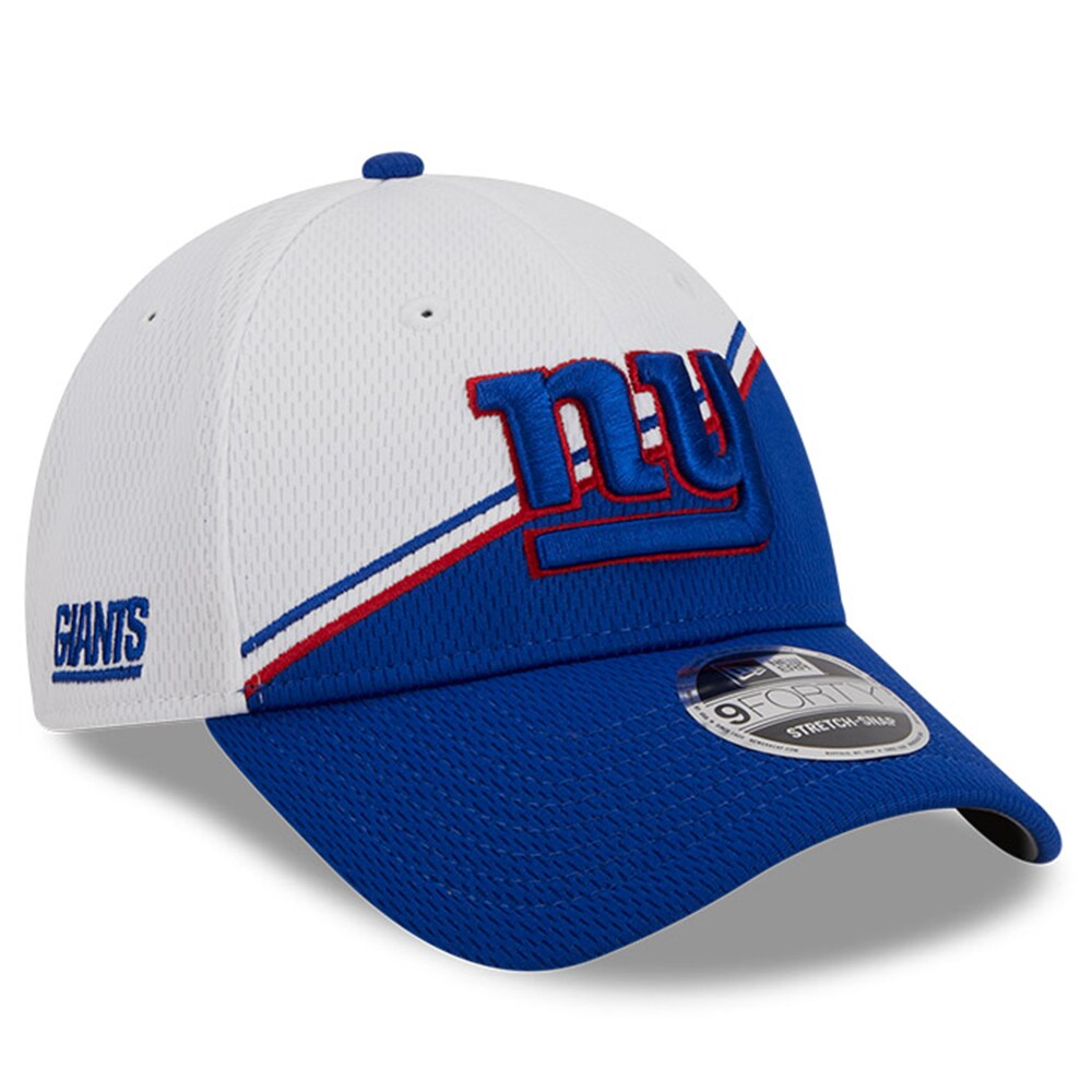New York Giants mens new era whiteroyal new york giants 2023 sideline 9forty adjustable hat | Giants Shop