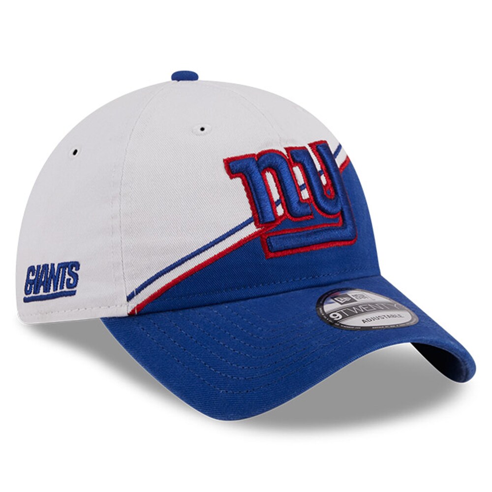 New York Giants mens new era whiteroyal new york giants 2023 sideline 9twenty adjustable hat | Giants Shop