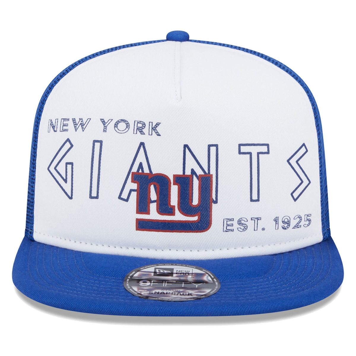 New York Giants mens new era whiteroyal new york giants banger 9fifty trucker snapback hat | Giants Shop