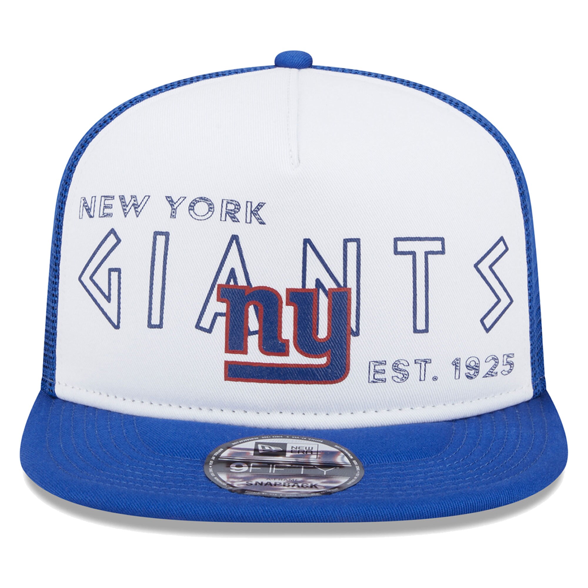 New York Giants mens new era whiteroyal new york giants banger 9fifty trucker snapback hat | Giants Shop