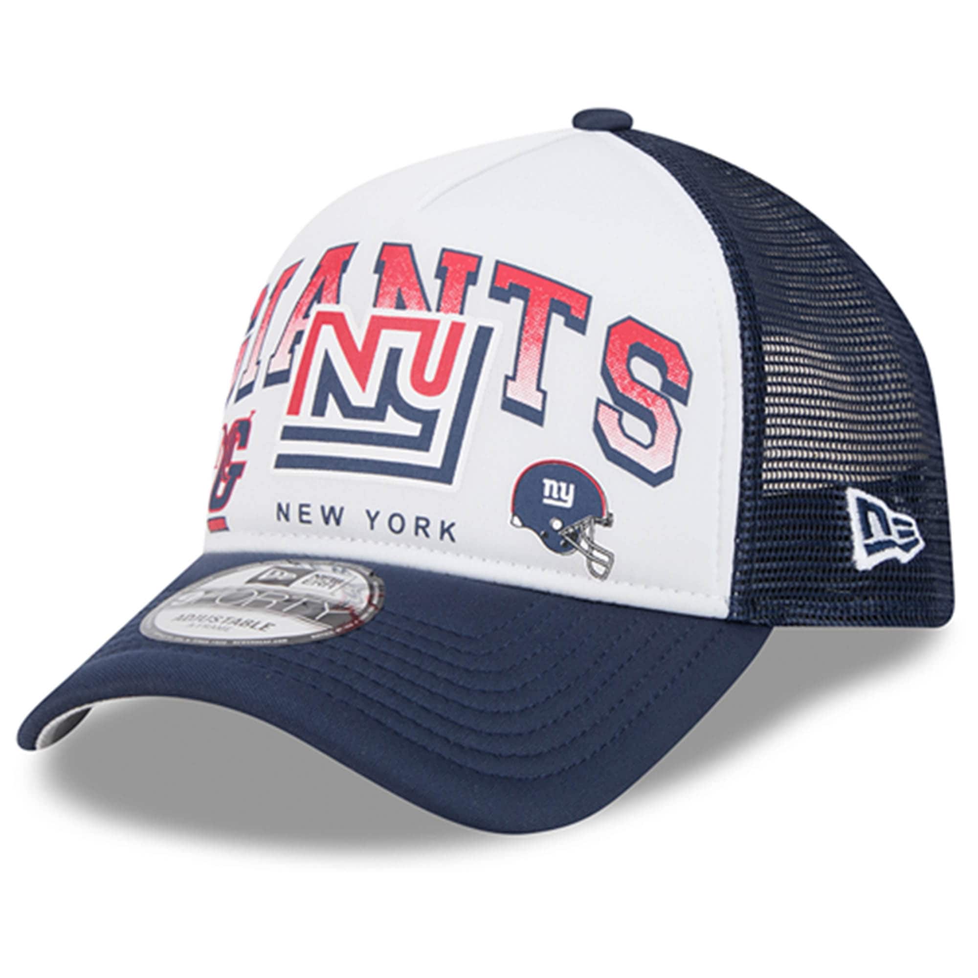 New York Giants mens new era whiteroyal new york giants retro wordmark a-frame 9forty adjustable hat | Giants Shop