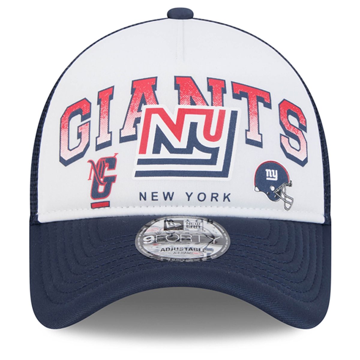 New York Giants mens new era whiteroyal new york giants retro wordmark a-frame 9forty adjustable hat | Giants Shop