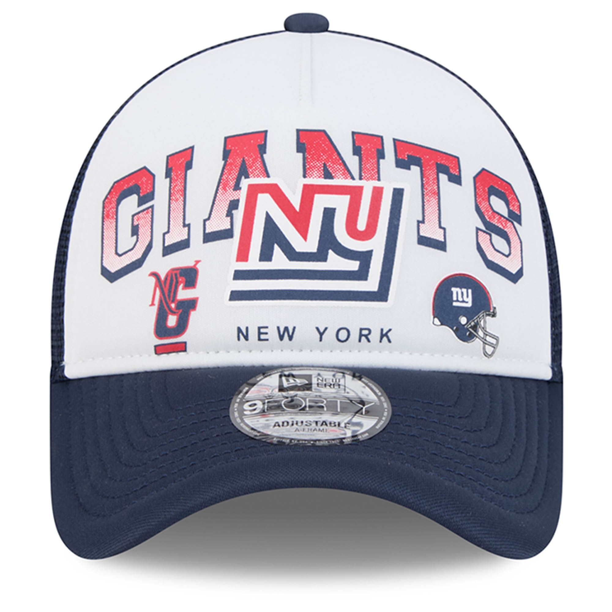 New York Giants mens new era whiteroyal new york giants retro wordmark a-frame 9forty adjustable hat | Giants Shop