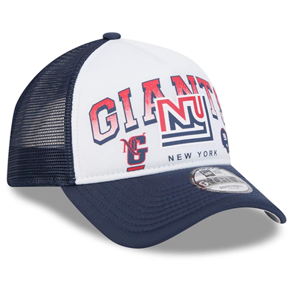 New York Giants mens new era whiteroyal new york giants retro wordmark a-frame 9forty adjustable hat | Giants Shop
