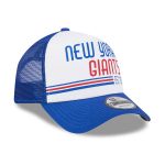 New York Giants mens new era whiteroyal new york giants stacked a-frame trucker 9forty adjustable hat | Giants Shop