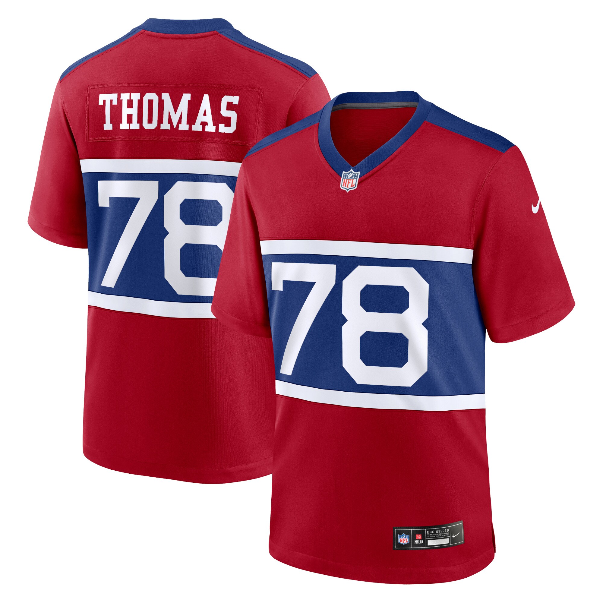 New York Giants mens nike andrew thomas century red new york giants alternate player game jersey | Giants Shop