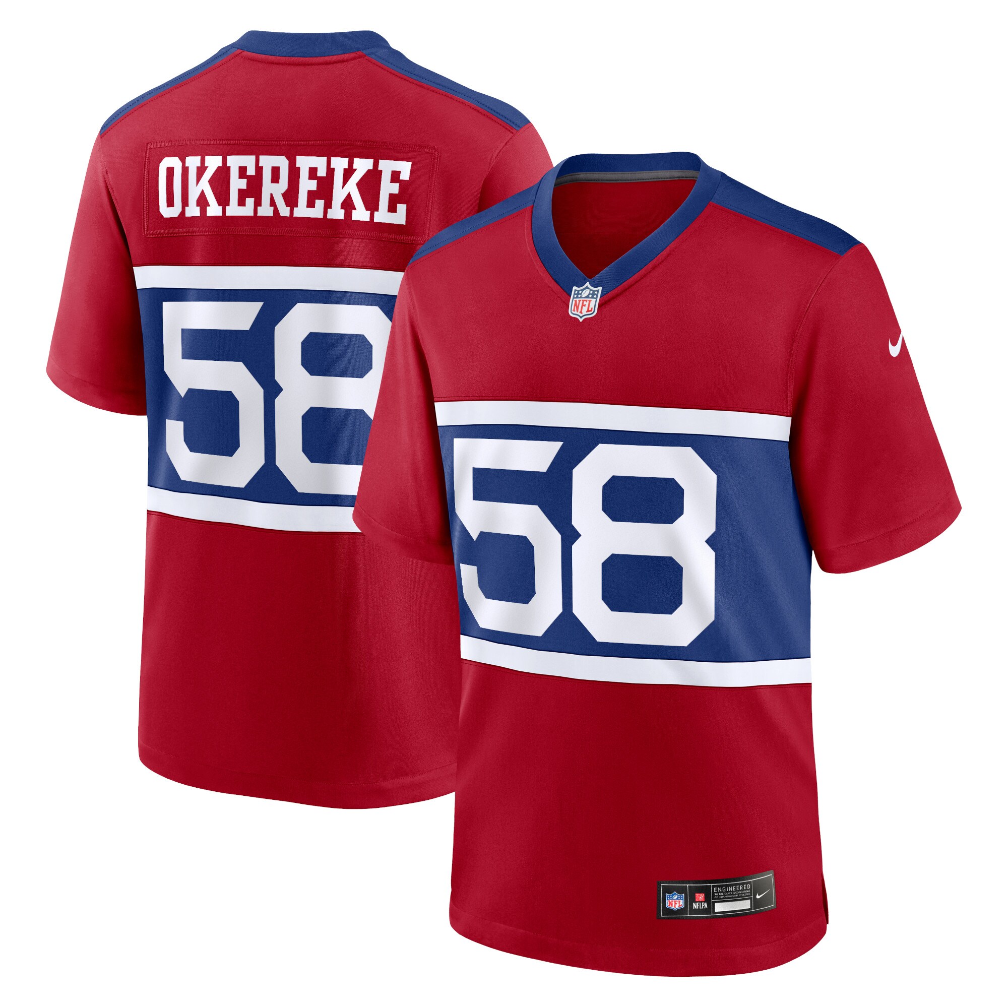New York Giants mens nike bobby okereke century red new york giants alternate player game jersey | Giants Shop
