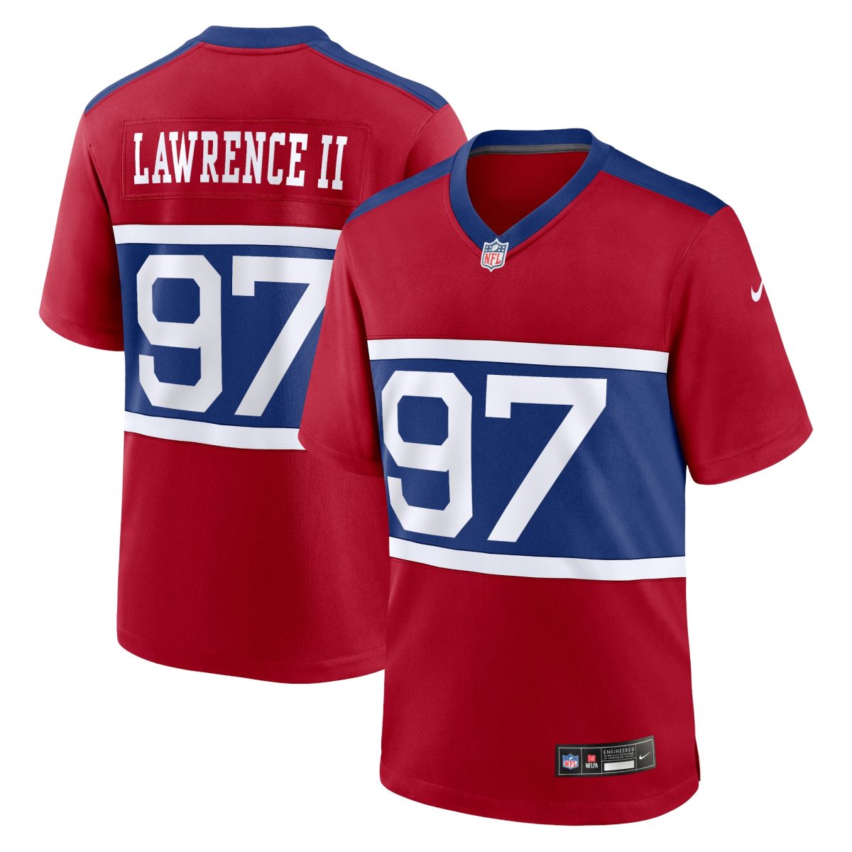 New York Giants mens nike dexter lawrence ii century red new york giants alternate player game jersey | Giants Shop