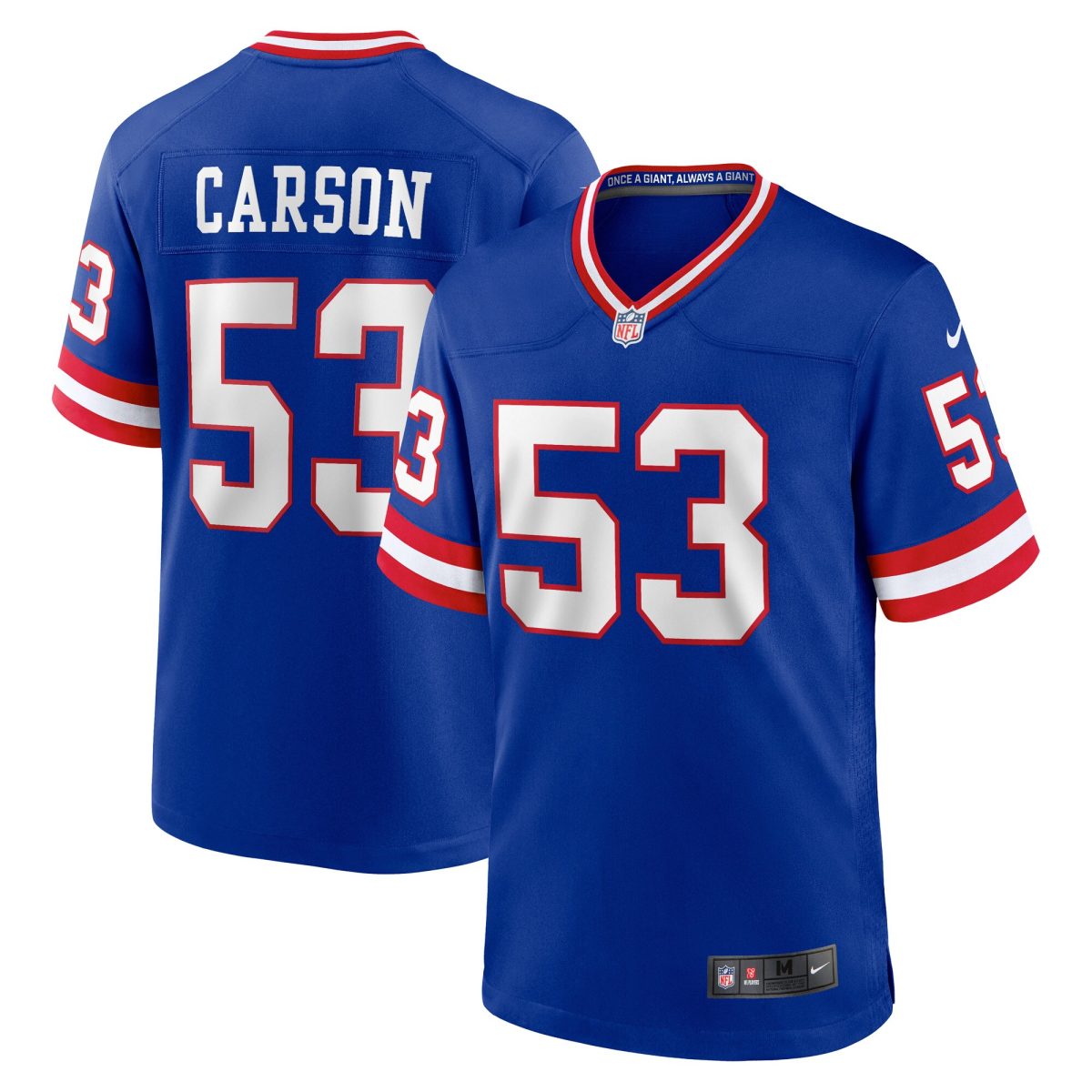 New York Giants mens nike harry carson royal new york giants classic retired player game jersey | Giants Shop