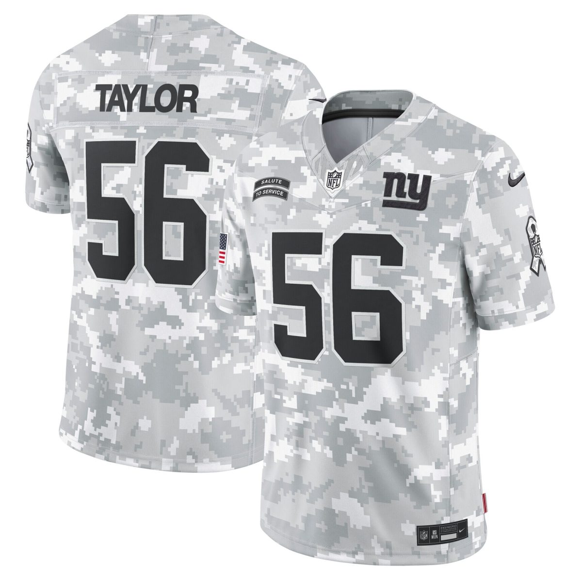 New York Giants mens nike lawrence taylor arctic camo new york giants 2024 salute to service retired player limited jersey | Giants Shop