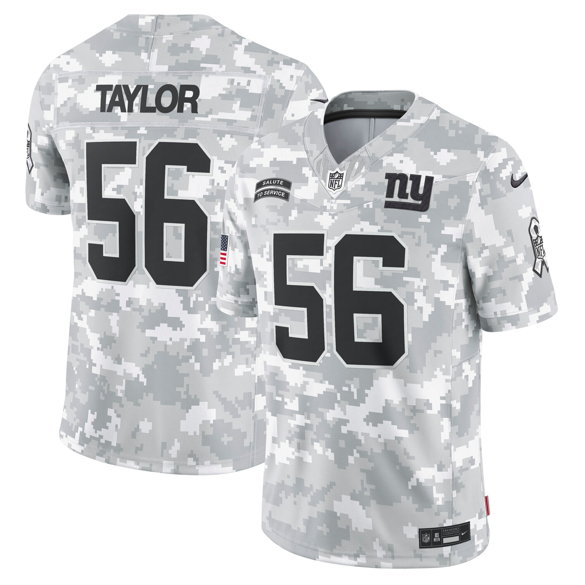 New York Giants mens nike lawrence taylor arctic camo new york giants 2024 salute to service retired player limited jersey | Giants Shop
