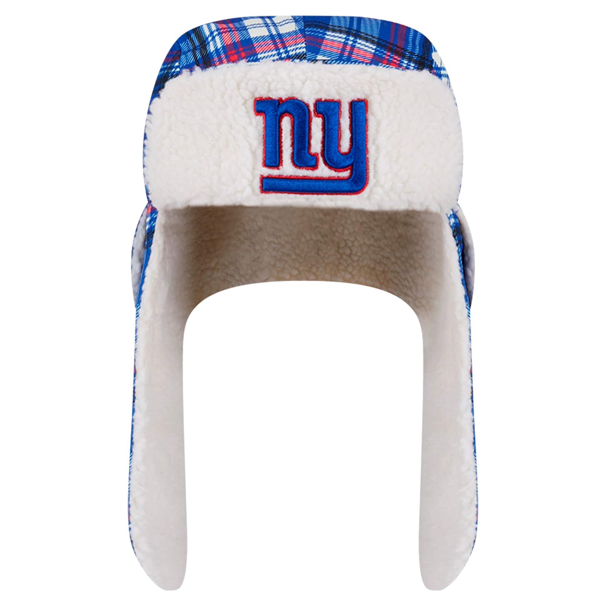 New York Giants new era royal new york giants sideline plaid sherpa trapper hat | Giants Shop